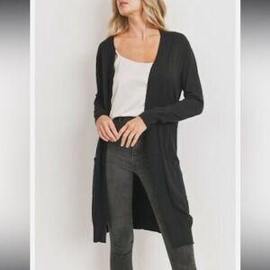 J. Jill Linen Blend Long Sleeve Open Front Cardigan With Pockets Size M